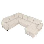 Divano componibile a forma di U da 107,5W, divano letto estraibile con chaise longue contenitore e dispositivi di ricarica 4S -ModernLuxe