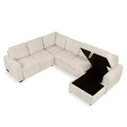 Divano componibile a forma di U da 107,5W, divano letto estraibile con chaise longue contenitore e dispositivi di ricarica 4S -ModernLuxe
