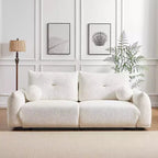 Divanetto ModernLuxe 90" L in Finta Lana di Agnello, Comodo Divano con 2 Cuscini a Sfera 4S