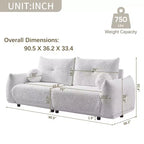 Divanetto ModernLuxe 90" L in Finta Lana di Agnello, Comodo Divano con 2 Cuscini a Sfera 4S