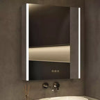HBEZON LED Medicine Cabinet with Mirrors and Lights, Recess/Wall Mount Bathroom Cabinet, 3 Mode Light, Dimmable, Anti-Fog, Outlet, Silver