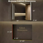 HBEZON Mobiletto a Specchio e LED con Illuminazione, Armadietto da Bagno Incassato/a Parete, 3 Modalità di Illuminazione, Dimmerabile, Anti-Appannamento, Presa Elettrica, Argento