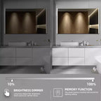 HBEZON Mobiletto a Specchio e LED con Illuminazione, Armadietto da Bagno Incassato/a Parete, 3 Modalità di Illuminazione, Dimmerabile, Anti-Appannamento, Presa Elettrica, Argento