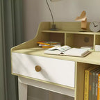 Qaba Scrivania e Sedia per Bambini, Scrivania e Sedia per Studenti con Ripiani Portaoggetti, Cassetto, Scrivania e Sedia da Studio per Bambini dai 3 ai 10 Anni, Bianco
