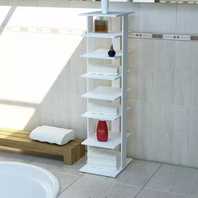 Costway Scarpiera in Legno a 7 Ripiani Scaffale Porta Scarpe Organizzatore Multiuso Scatola per Scarpe Bianco/Nero