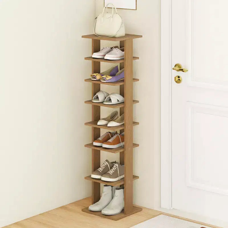 Costway Scarpiera in Legno a 7 Ripiani Scaffale Porta Scarpe Organizzatore Multiuso Scatola per Scarpe Bianco/Nero