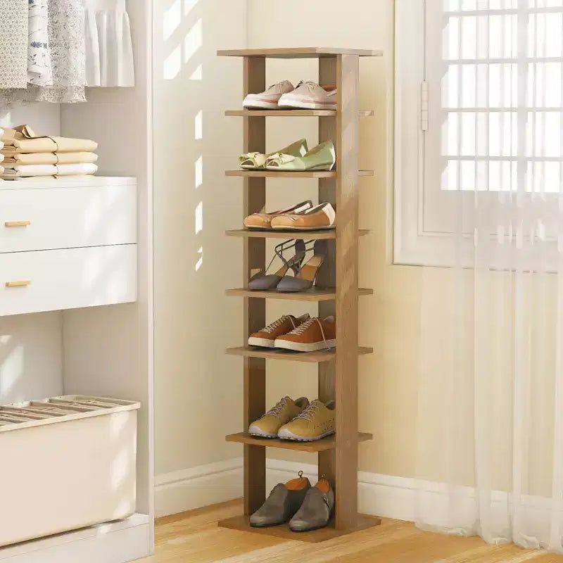 Costway Scarpiera in Legno a 7 Ripiani Scaffale Porta Scarpe Organizzatore Multiuso Scatola per Scarpe Bianco/Nero