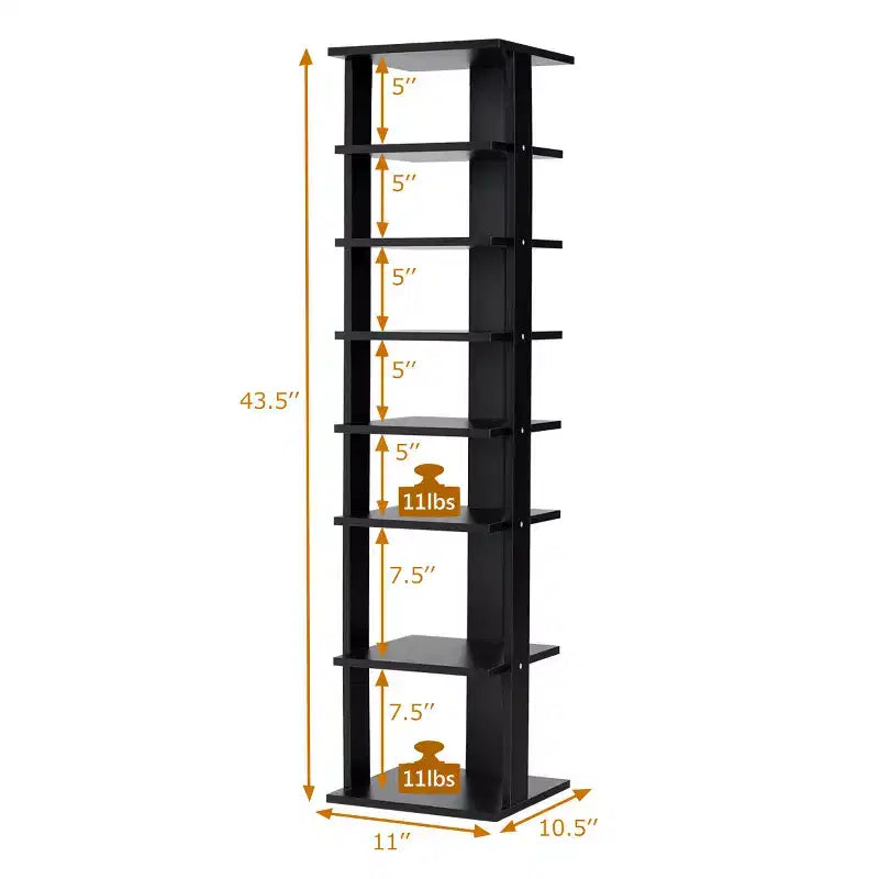 Costway Scarpiera in Legno a 7 Ripiani Scaffale Porta Scarpe Organizzatore Multiuso Scatola per Scarpe Bianco/Nero