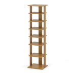 Costway Scarpiera in Legno a 7 Ripiani Scaffale Porta Scarpe Organizzatore Multiuso Scatola per Scarpe Bianco/Nero