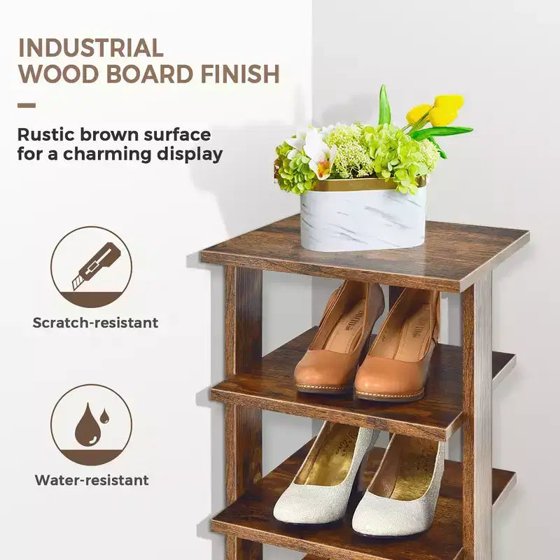 Costway Scarpiera in Legno a 7 Ripiani Scaffale Porta Scarpe Organizzatore Multiuso Scatola per Scarpe Bianco/Nero