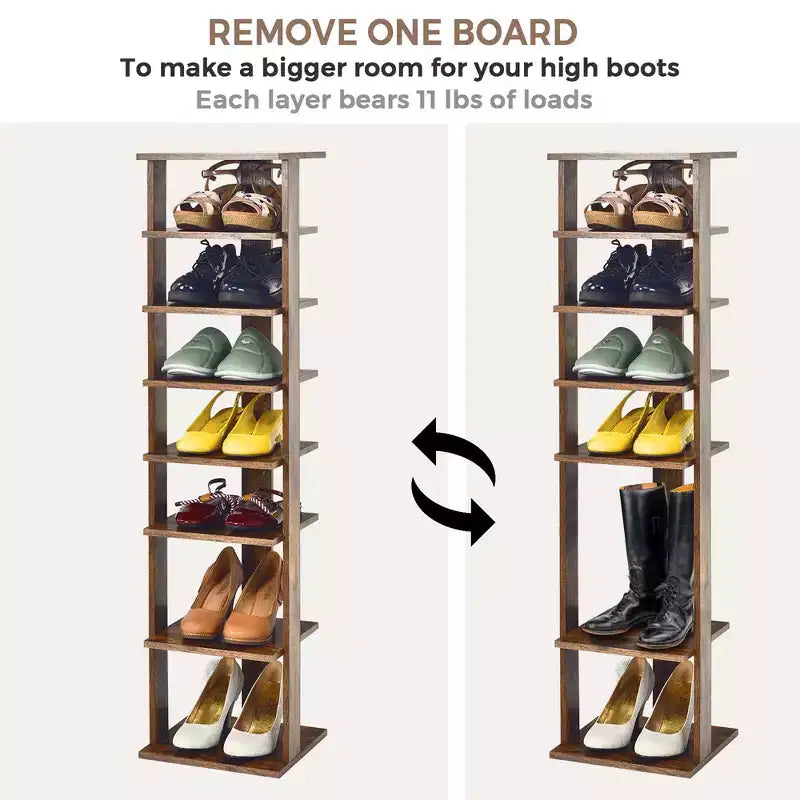 Costway Scarpiera in Legno a 7 Ripiani Scaffale Porta Scarpe Organizzatore Multiuso Scatola per Scarpe Bianco/Nero