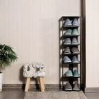 Costway Scarpiera in Legno a 7 Ripiani Scaffale Porta Scarpe Organizzatore Multiuso Scatola per Scarpe Bianco/Nero