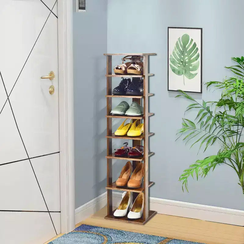 Costway Scarpiera in Legno a 7 Ripiani Scaffale Porta Scarpe Organizzatore Multiuso Scatola per Scarpe Bianco/Nero