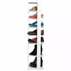 Costway Scarpiera in Legno a 7 Ripiani Scaffale Porta Scarpe Organizzatore Multiuso Scatola per Scarpe Bianco/Nero