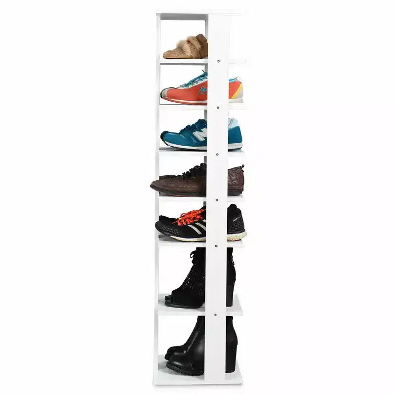 Costway Scarpiera in Legno a 7 Ripiani Scaffale Porta Scarpe Organizzatore Multiuso Scatola per Scarpe Bianco/Nero