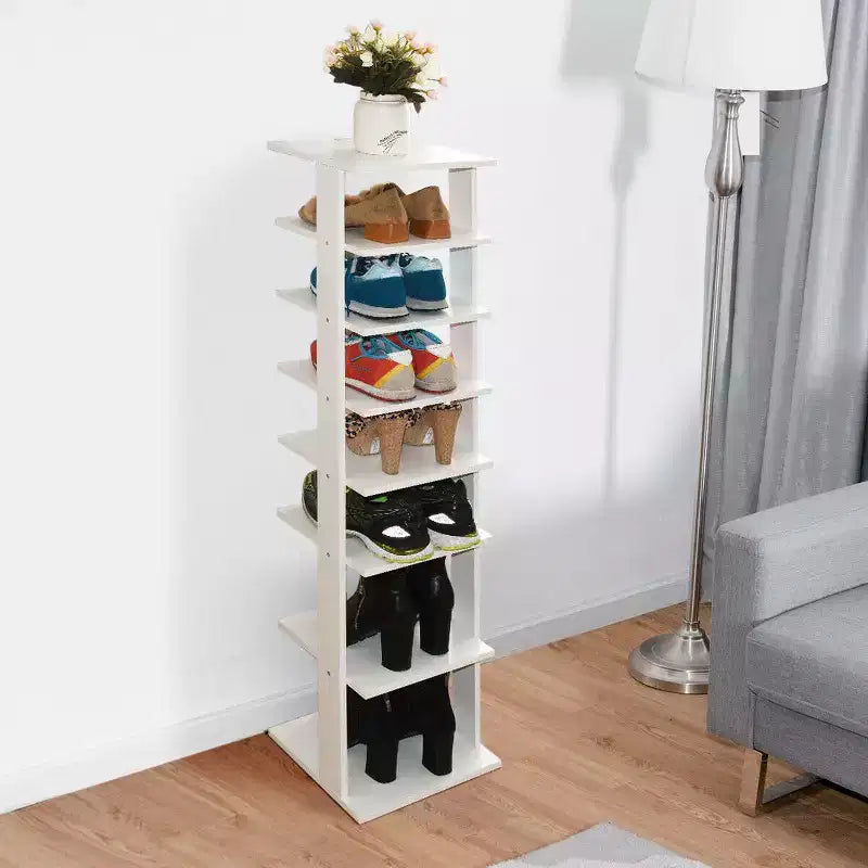 Costway Scarpiera in Legno a 7 Ripiani Scaffale Porta Scarpe Organizzatore Multiuso Scatola per Scarpe Bianco/Nero