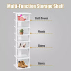 Costway Scarpiera in Legno a 7 Ripiani Scaffale Porta Scarpe Organizzatore Multiuso Scatola per Scarpe Bianco/Nero