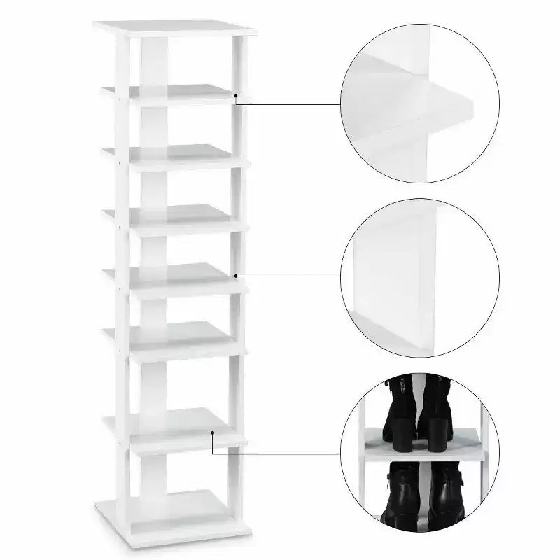 Costway Scarpiera in Legno a 7 Ripiani Scaffale Porta Scarpe Organizzatore Multiuso Scatola per Scarpe Bianco/Nero