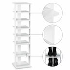 Costway Scarpiera in Legno a 7 Ripiani Scaffale Porta Scarpe Organizzatore Multiuso Scatola per Scarpe Bianco/Nero