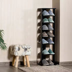 Costway Scarpiera in Legno a 7 Ripiani Scaffale Porta Scarpe Organizzatore Multiuso Scatola per Scarpe Bianco/Nero