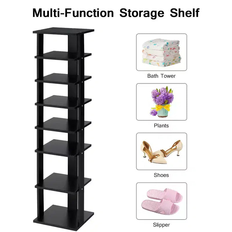 Costway Scarpiera in Legno a 7 Ripiani Scaffale Porta Scarpe Organizzatore Multiuso Scatola per Scarpe Bianco/Nero