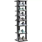 Costway Scarpiera in Legno a 7 Ripiani Scaffale Porta Scarpe Organizzatore Multiuso Scatola per Scarpe Bianco/Nero