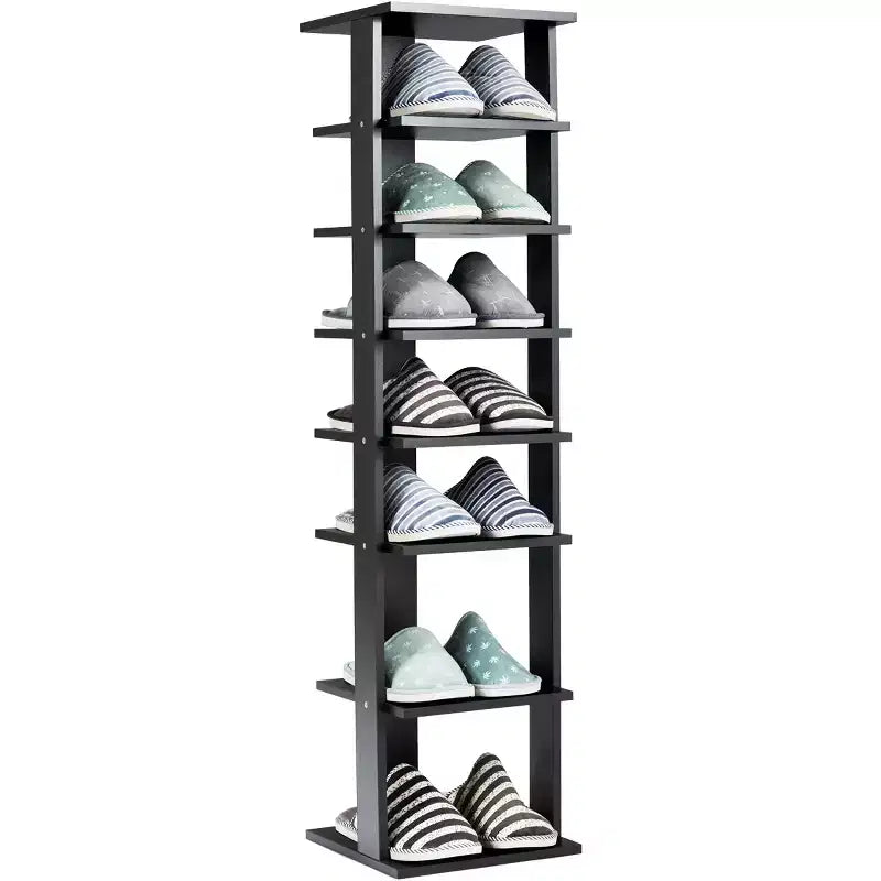 Costway Scarpiera in Legno a 7 Ripiani Scaffale Porta Scarpe Organizzatore Multiuso Scatola per Scarpe Bianco/Nero