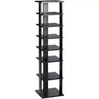 Costway Wooden Shoes Storage Stand 7 Tiers Shoe Rack Organizer Multi-shoe Rack Shoe box White/Black