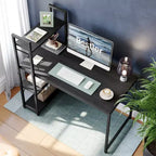 Bestier 47inch Computer Desks with Reversible Bookshelf, Standing Writing Desk for Home Office/Studying/Gaming