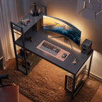 Scrivania per computer Bestier da 119 cm con libreria reversibile, scrivania da scrittura rialzata per ufficio/studio/gioco