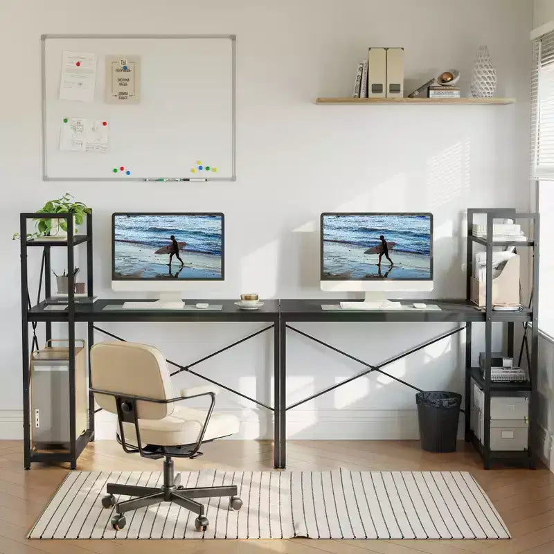 Scrivania per computer Bestier da 119 cm con libreria reversibile, scrivania da scrittura rialzata per ufficio/studio/gioco
