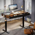 Scrivania elettrica Bestier 47 x 24 pollici con doppio cassetto e luce LED per ufficio domestico, scrivania regolabile in altezza, scrivania per computer