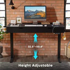 Scrivania elettrica Bestier 47 x 24 pollici con doppio cassetto e luce LED per ufficio domestico, scrivania regolabile in altezza, scrivania per computer