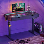 Scrivania elettrica Bestier 47 x 24 pollici con doppio cassetto e luce LED per ufficio domestico, scrivania regolabile in altezza, scrivania per computer