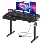 Scrivania elettrica Bestier 47 x 24 pollici con doppio cassetto e luce LED per ufficio domestico, scrivania regolabile in altezza, scrivania per computer