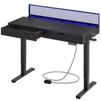 Scrivania elettrica Bestier 47 x 24 pollici con doppio cassetto e luce LED per ufficio domestico, scrivania regolabile in altezza, scrivania per computer
