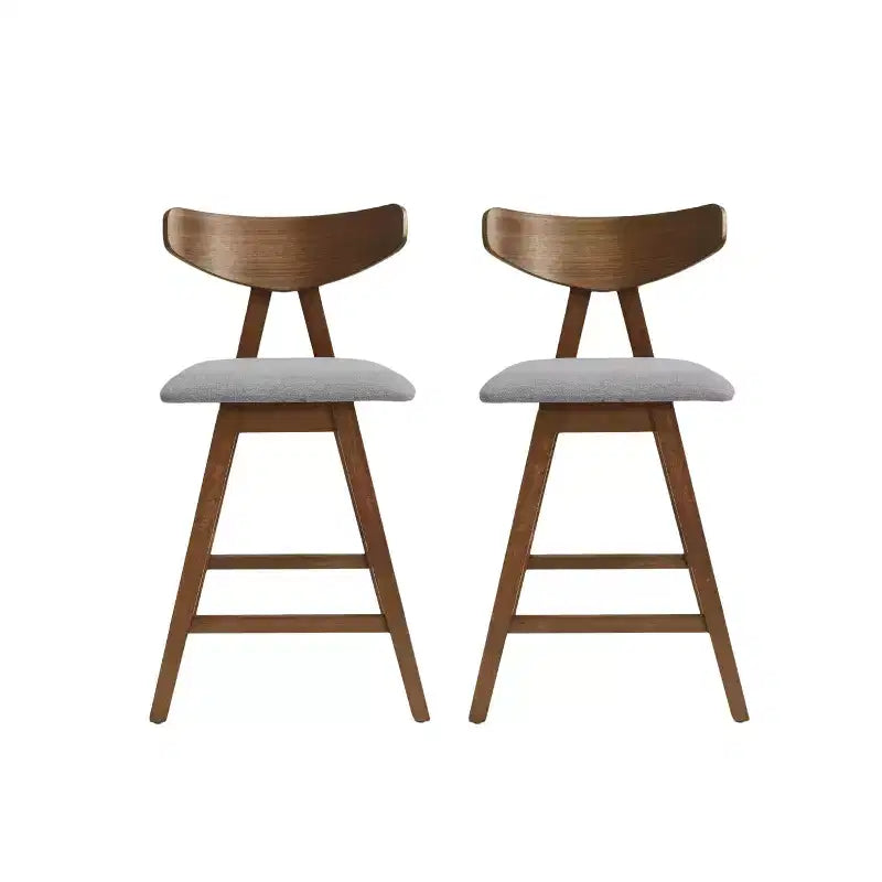 Sgabelli da Bancone GDFStudio Sunapee in Tessuto Imbottito in Legno Moderno di Metà Secolo da 25 Pollici (Set di 2)