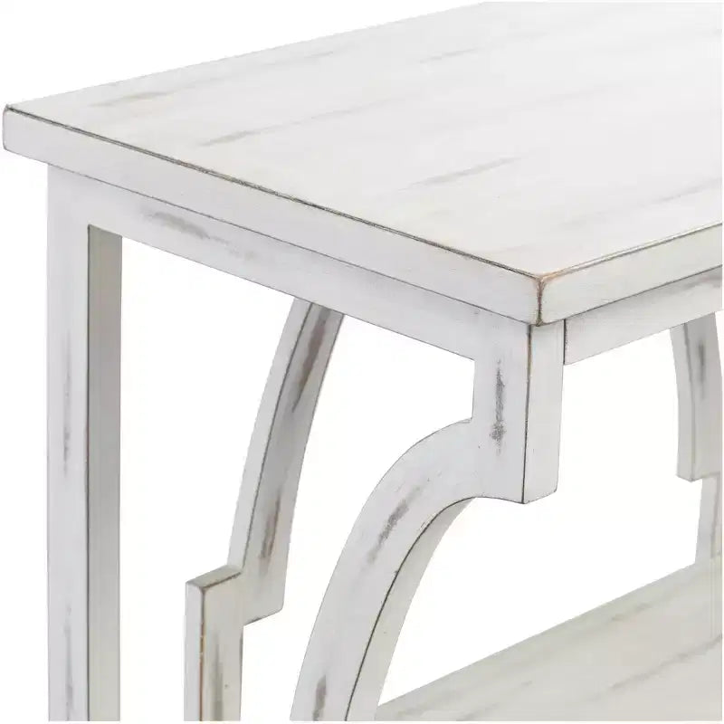 Crestview Collection Tavolo Consolle Rettangolare Bianco Antico Stile Rustico 64 x 15 con Libreria per Soggiorno Camera da Letto Comodino