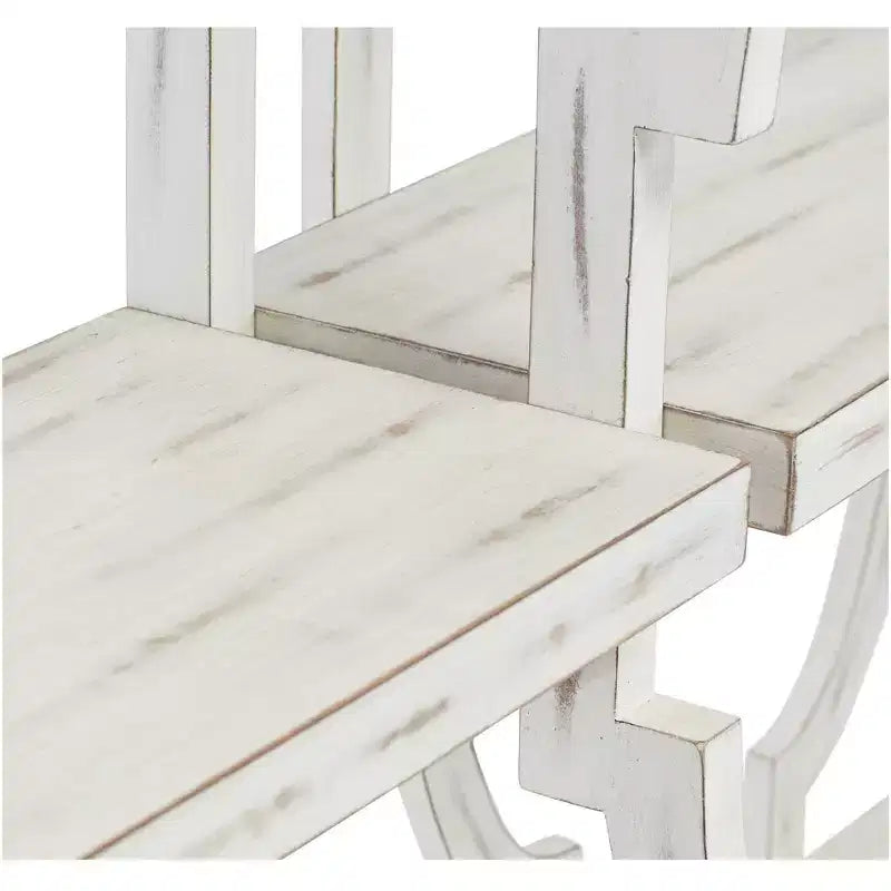 Crestview Collection Tavolo Consolle Rettangolare Bianco Antico Stile Rustico 64 x 15 con Libreria per Soggiorno Camera da Letto Comodino