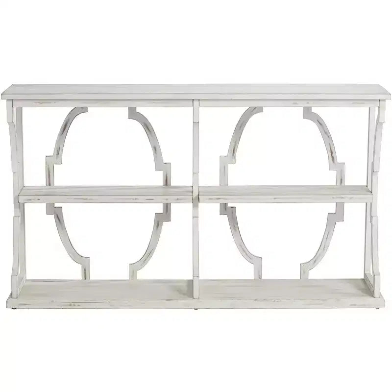 Crestview Collection Tavolo Consolle Rettangolare Bianco Antico Stile Rustico 64 x 15 con Libreria per Soggiorno Camera da Letto Comodino
