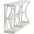 Crestview Collection Tavolo Consolle Rettangolare Bianco Antico Stile Rustico 64 x 15 con Libreria per Soggiorno Camera da Letto Comodino