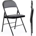 JIONJOY 2-Pack PU Leather Metal Frame Folding Chair