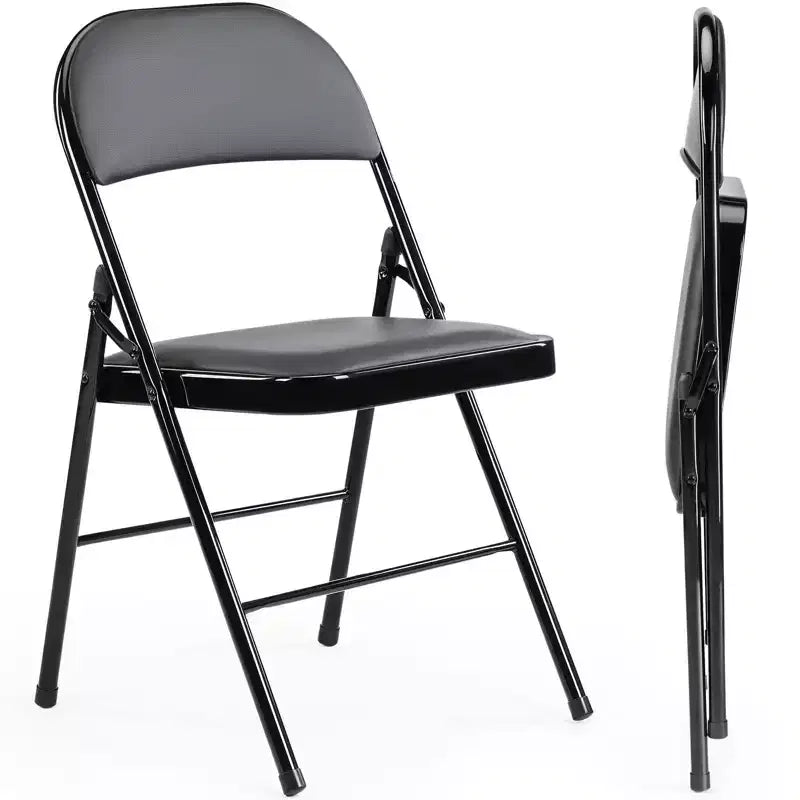 JIONJOY 2-Pack PU Leather Metal Frame Folding Chair