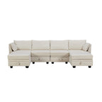 Divano Sezionale Modulare a U Moderno, Divano Letto Convertibile con Chaise Reversibile