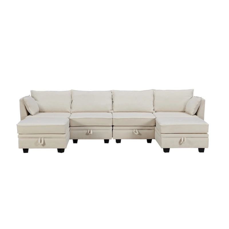 Divano Sezionale Modulare a U Moderno, Divano Letto Convertibile con Chaise Reversibile