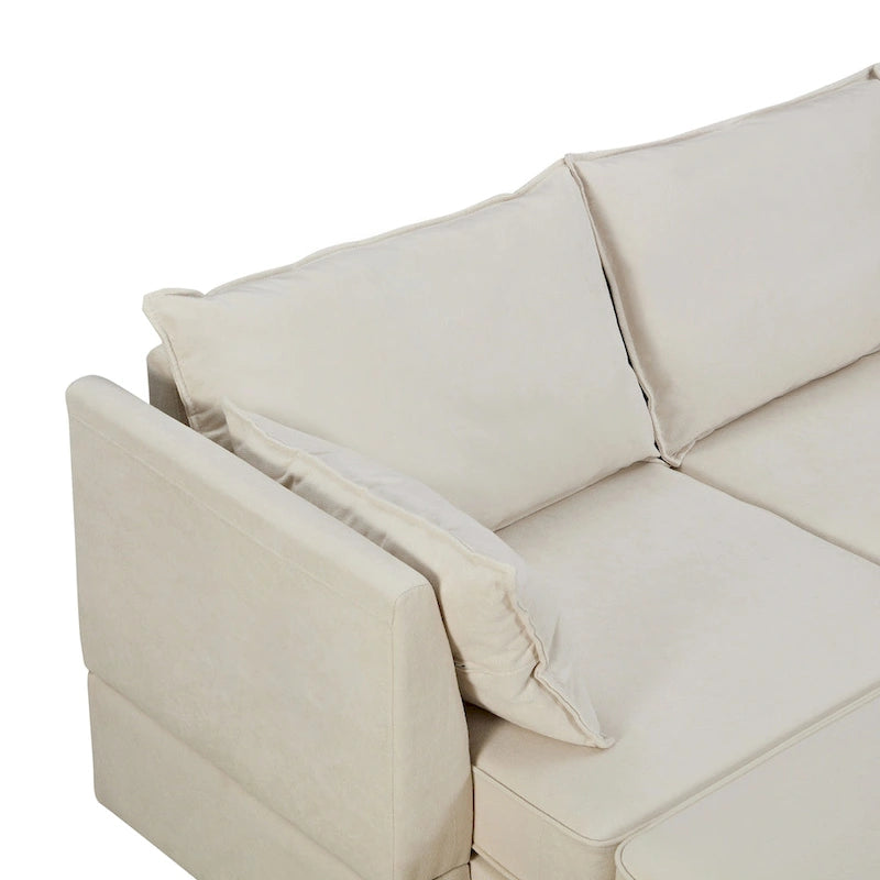 Divano Sezionale Modulare a U Moderno, Divano Letto Convertibile con Chaise Reversibile