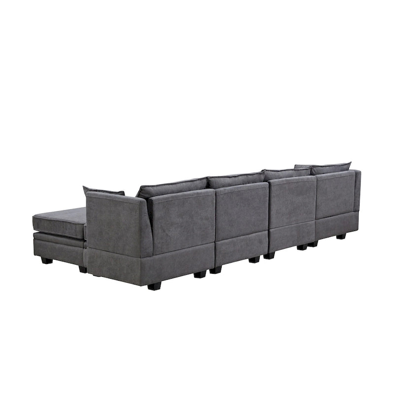 Divano Sezionale Modulare a U Moderno, Divano Letto Convertibile con Chaise Reversibile