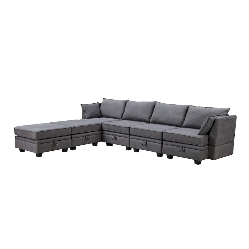 Divano Sezionale Modulare a U Moderno, Divano Letto Convertibile con Chaise Reversibile