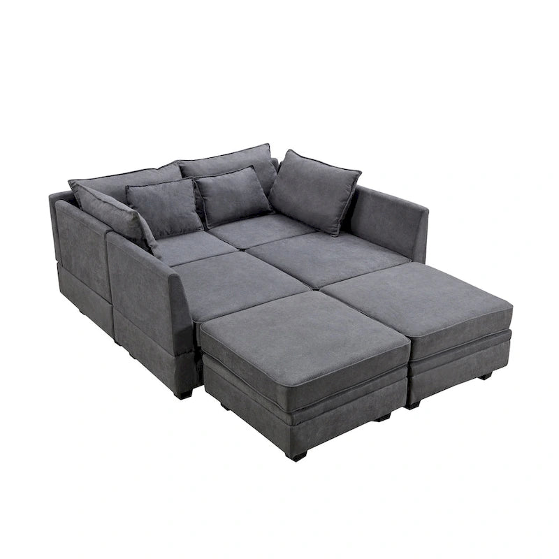Divano Sezionale Modulare a U Moderno, Divano Letto Convertibile con Chaise Reversibile