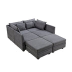 Divano Sezionale Modulare a U Moderno, Divano Letto Convertibile con Chaise Reversibile